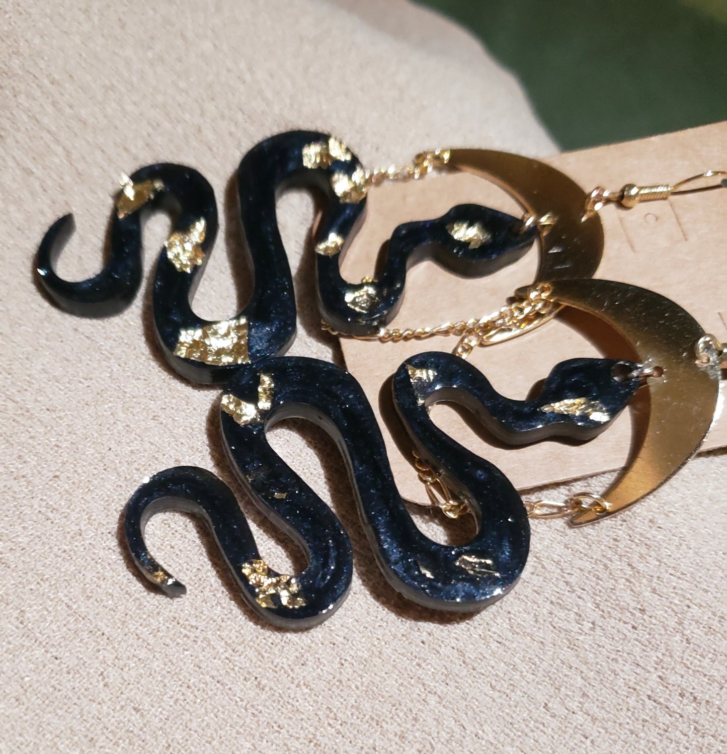 Moonlit Snake Earrings