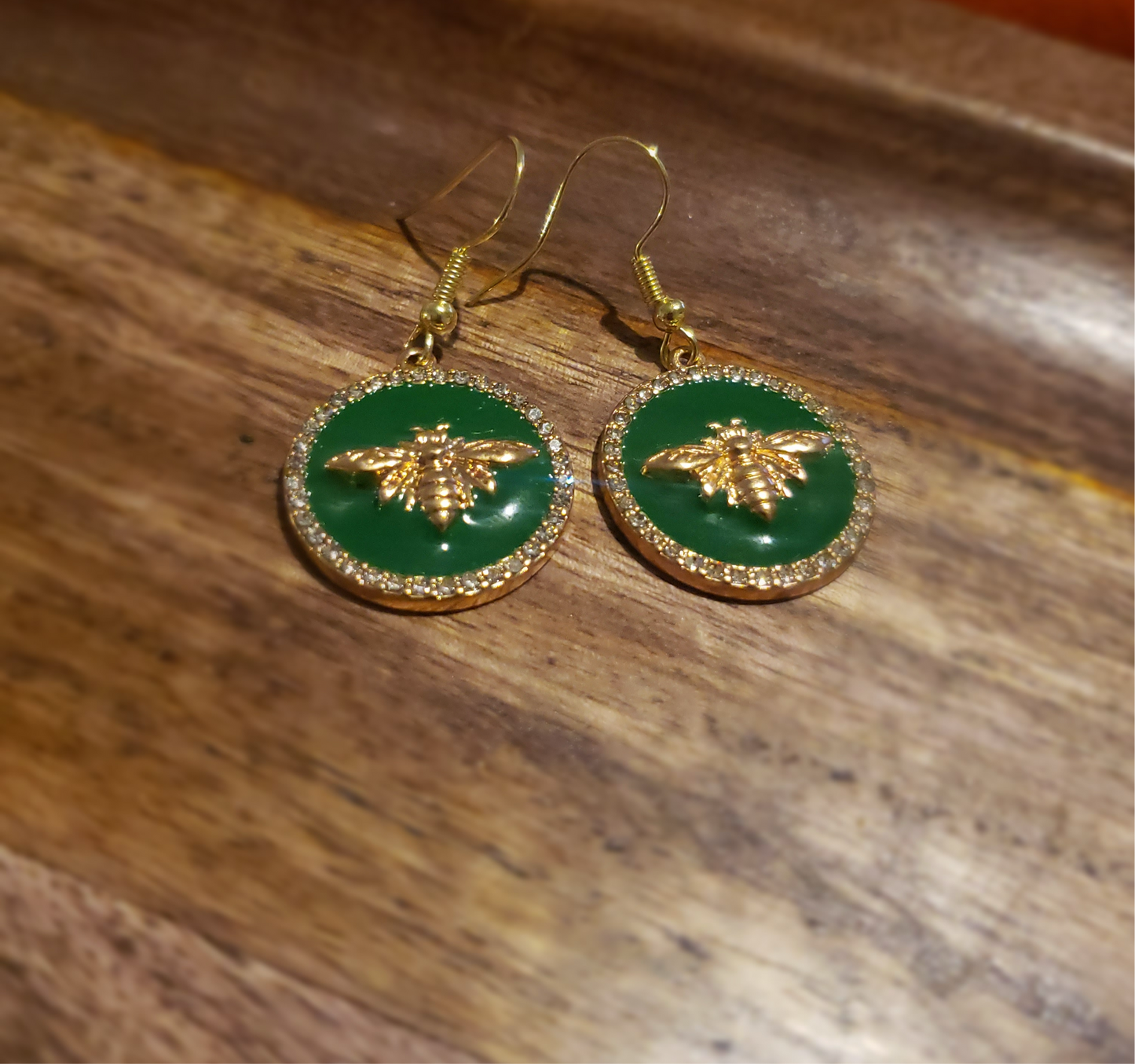 Golden Bee Medallion Earrings