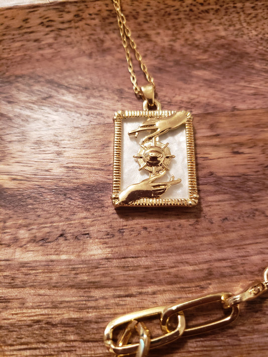 Tarot Style Gold Pendant Necklace