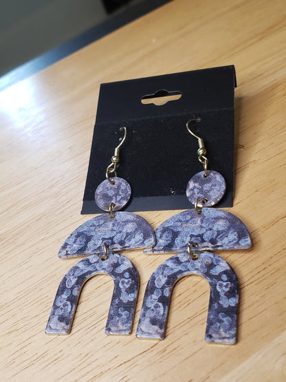 Purple Geometric Chandelier Earrings