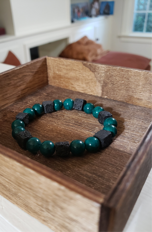 “Terrain” – Green Jasper & Lava Stone Bracelet
