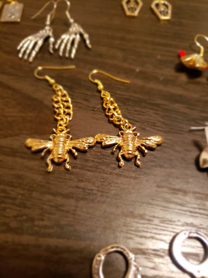 Honeyed Chain Bee Earrings