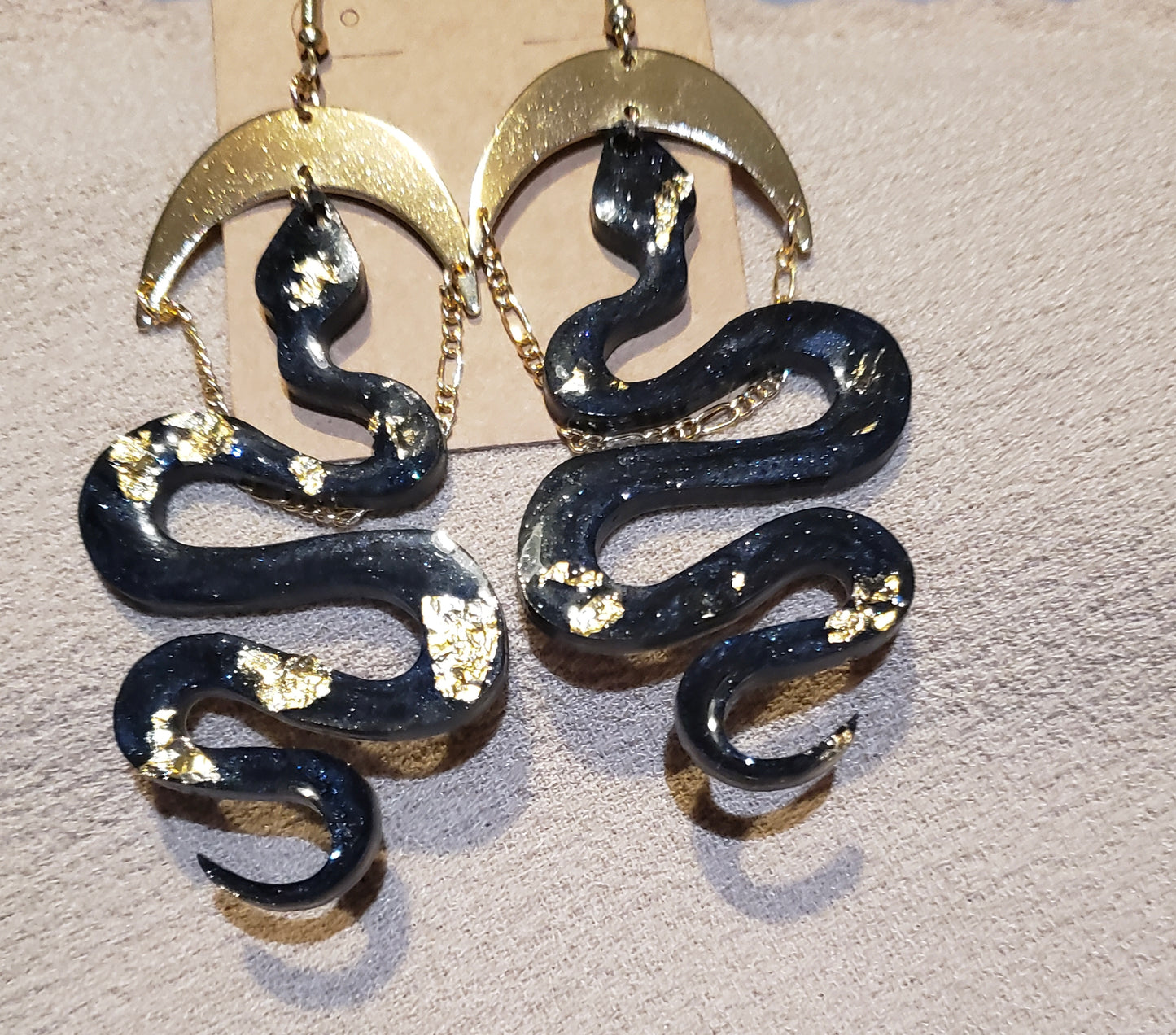 Moonlit Snake Earrings