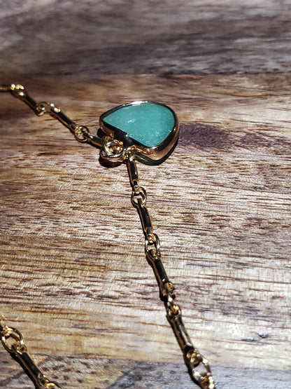 Minimalist Chain Link Bracelet with Gem Charm