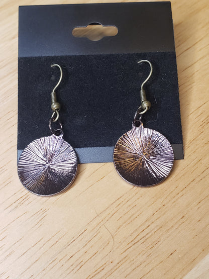 Copper Disc Drop Earrings