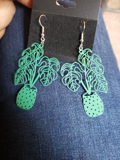 Plant Lover and Proud - Potted Plant Dangle Earrings