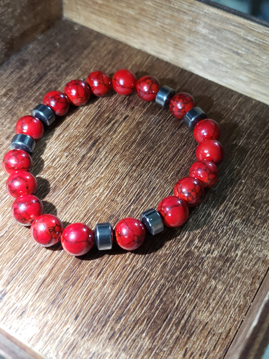 “Forge” – Red Howlite & Hematite Bracelet