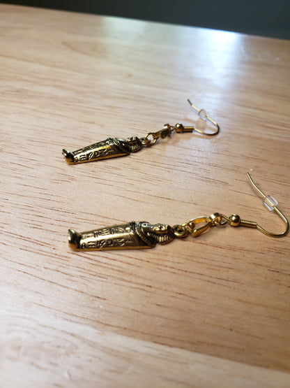 Egyptian Sarcophagus Mummy Pendant Earrings