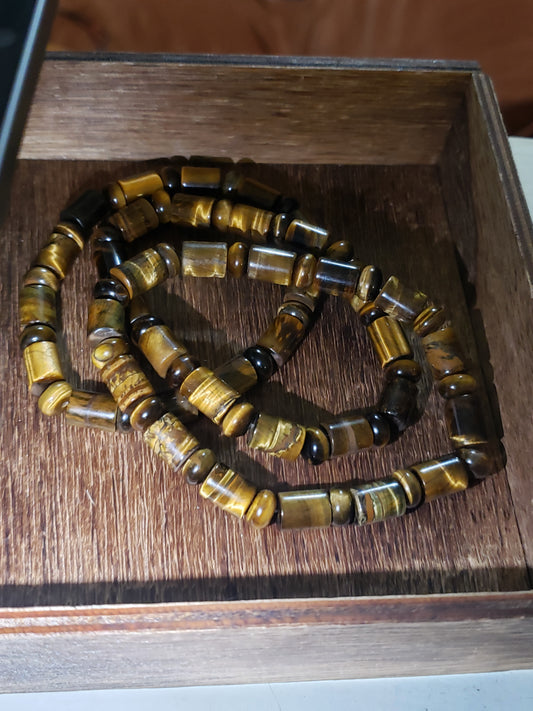 “Emberline” – Tiger’s Eye Tube Bead Bracelet